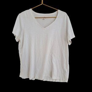 Eddie Bauer Womens White V-Neck Short Sleeve T-Shirt XXL 60% Cotton / 40% Modal